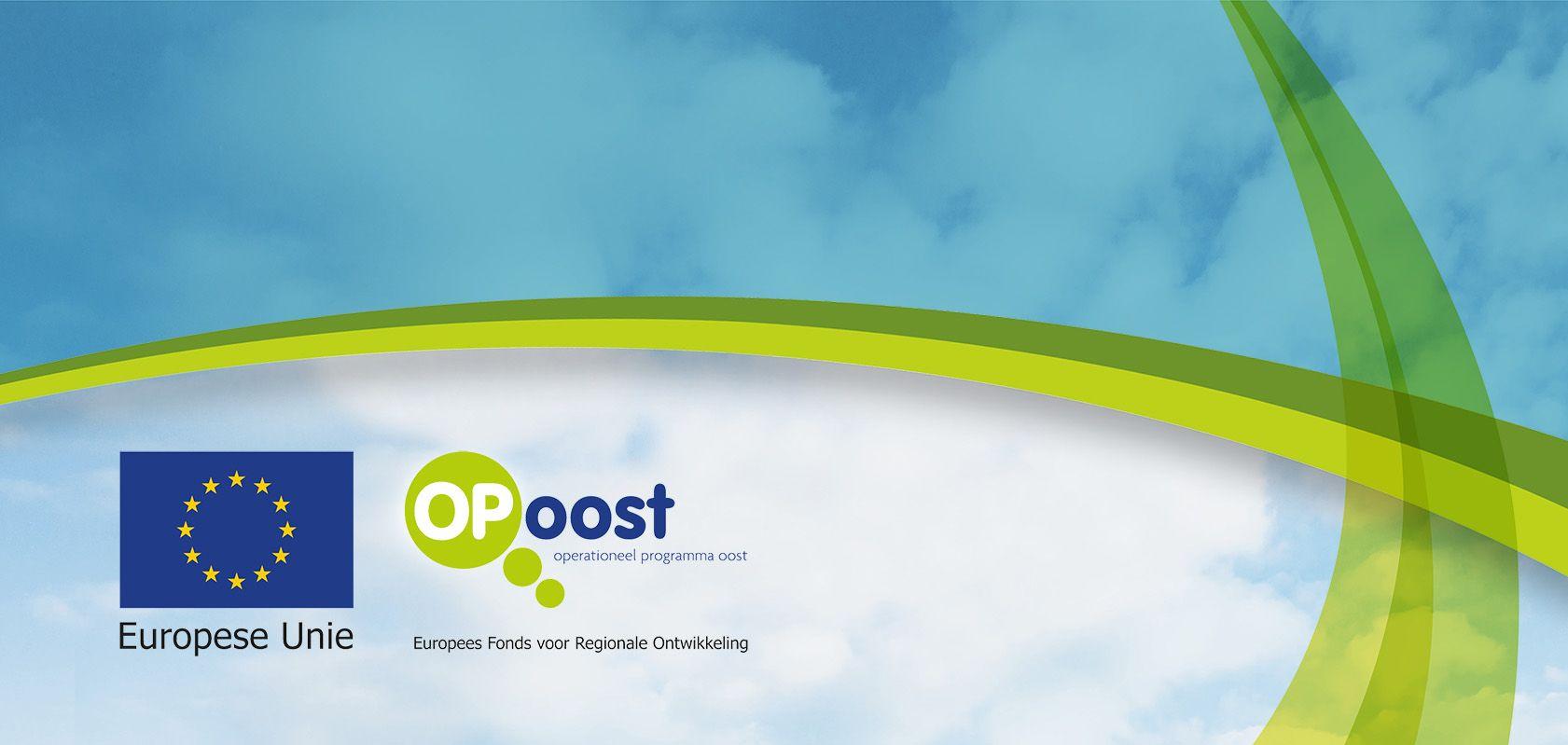 Logo EU en logo Op-Oost, operationeel programma oost en Europees fonds voor regionale ontwikkeling